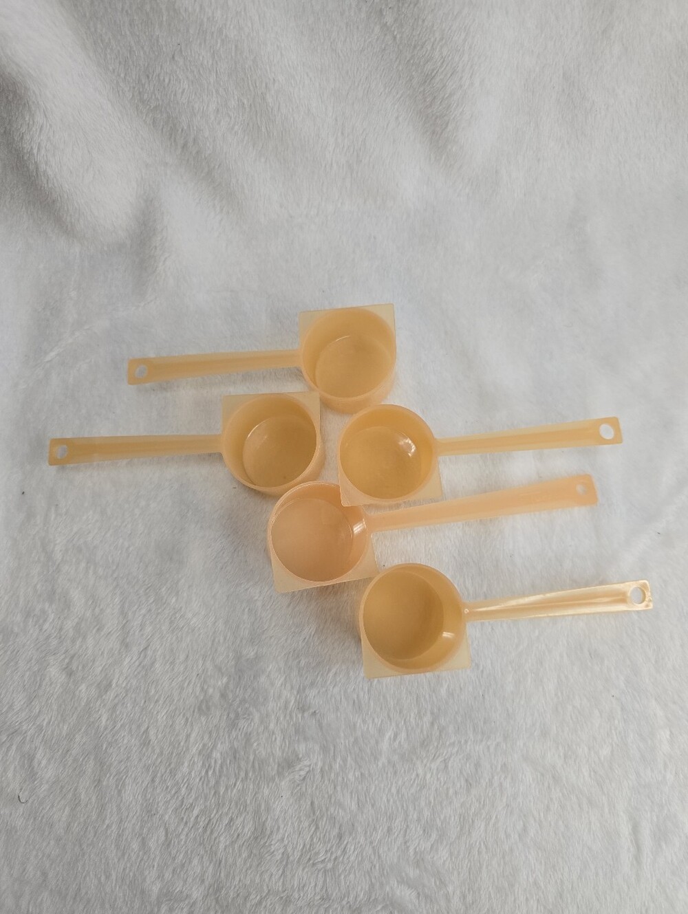 Vintage 1960s Tupperware Coffee Scoops, Peach, Set Of 5